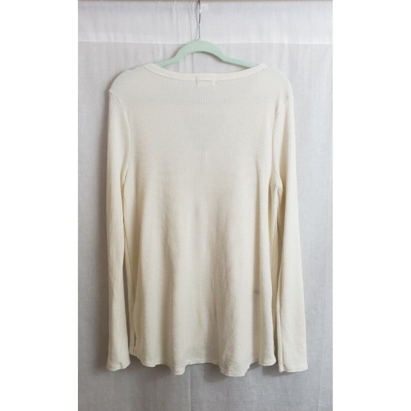 anthropologie t.la top blouse waffle knit thermal pullover ivory keyhole Medium - Picture 3 of 5